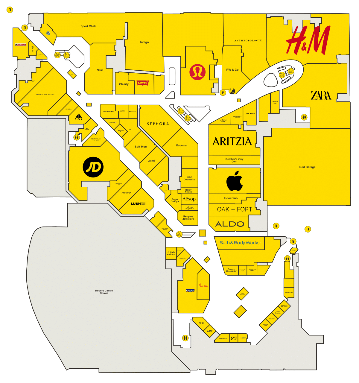 CF Rideau Centre Directory Map