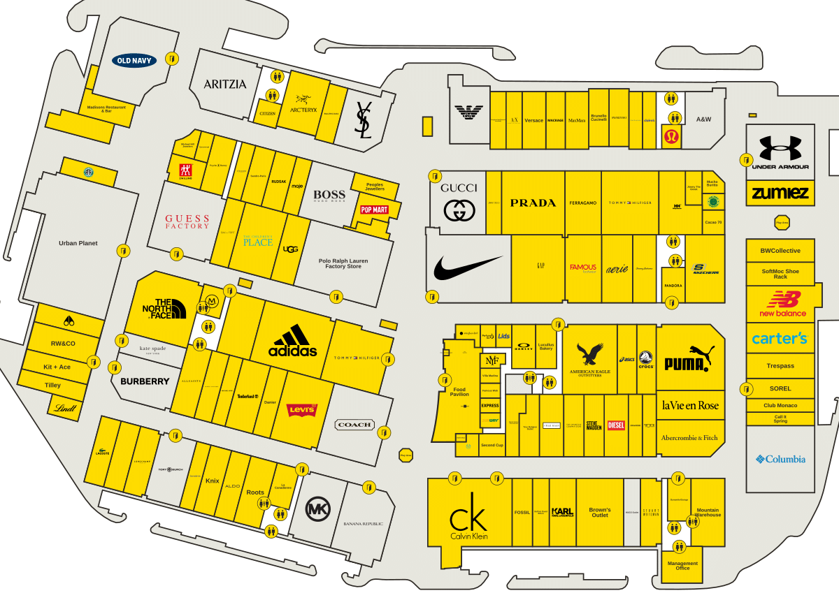 Toronto Premium Outlets Directory Map