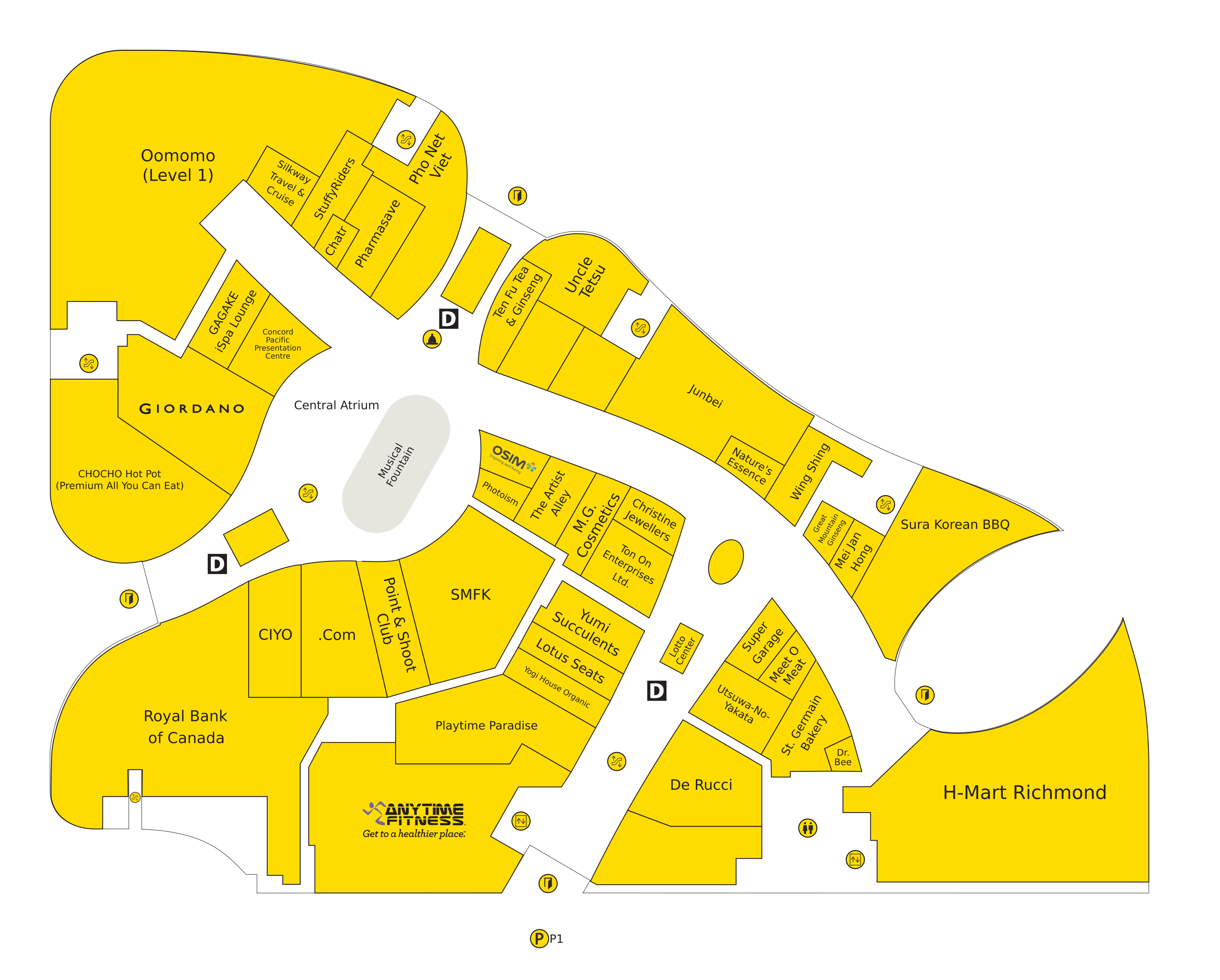 Floor plan for the Aberdeen Centre directory map