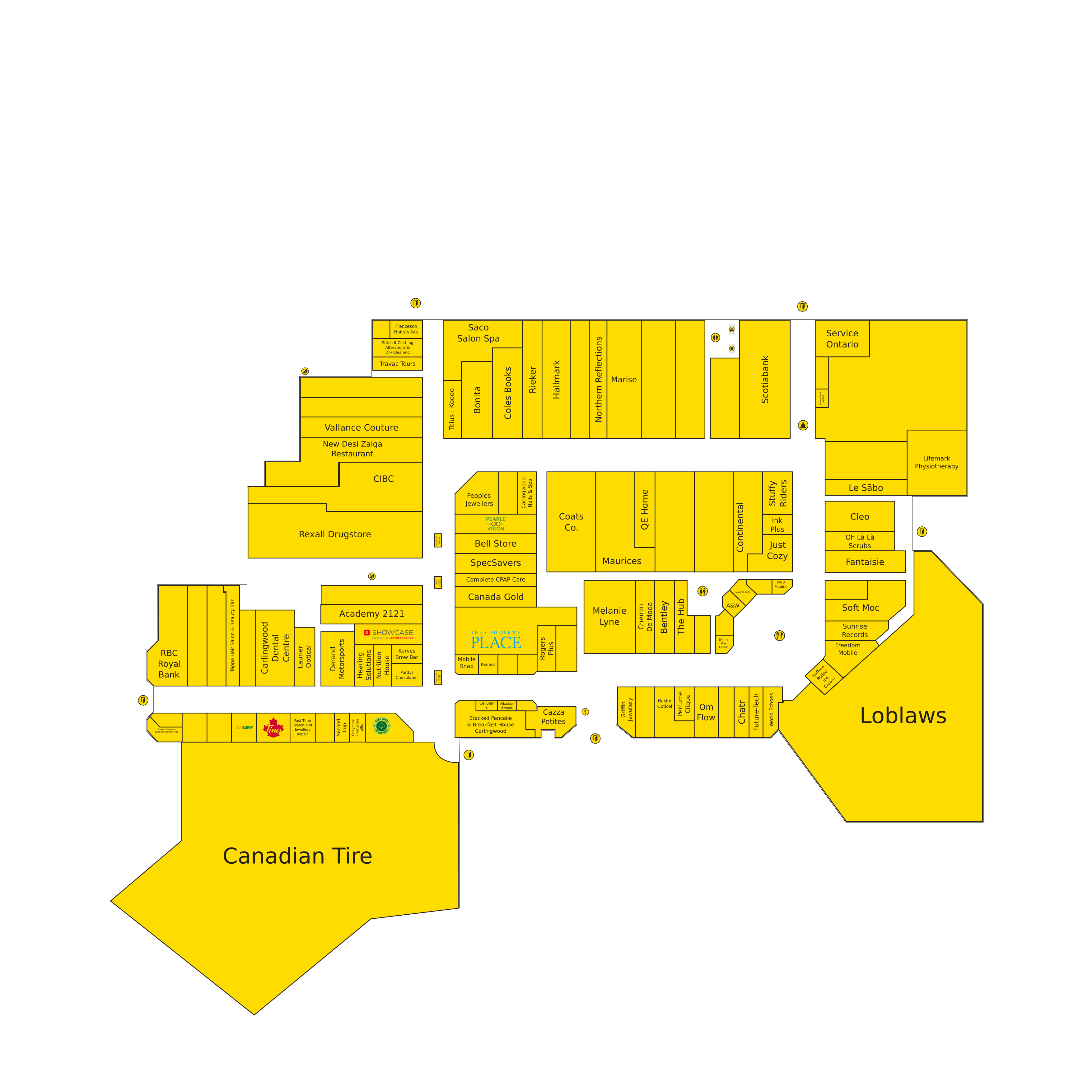 Floor plan for the Carlingwood Mall directory map