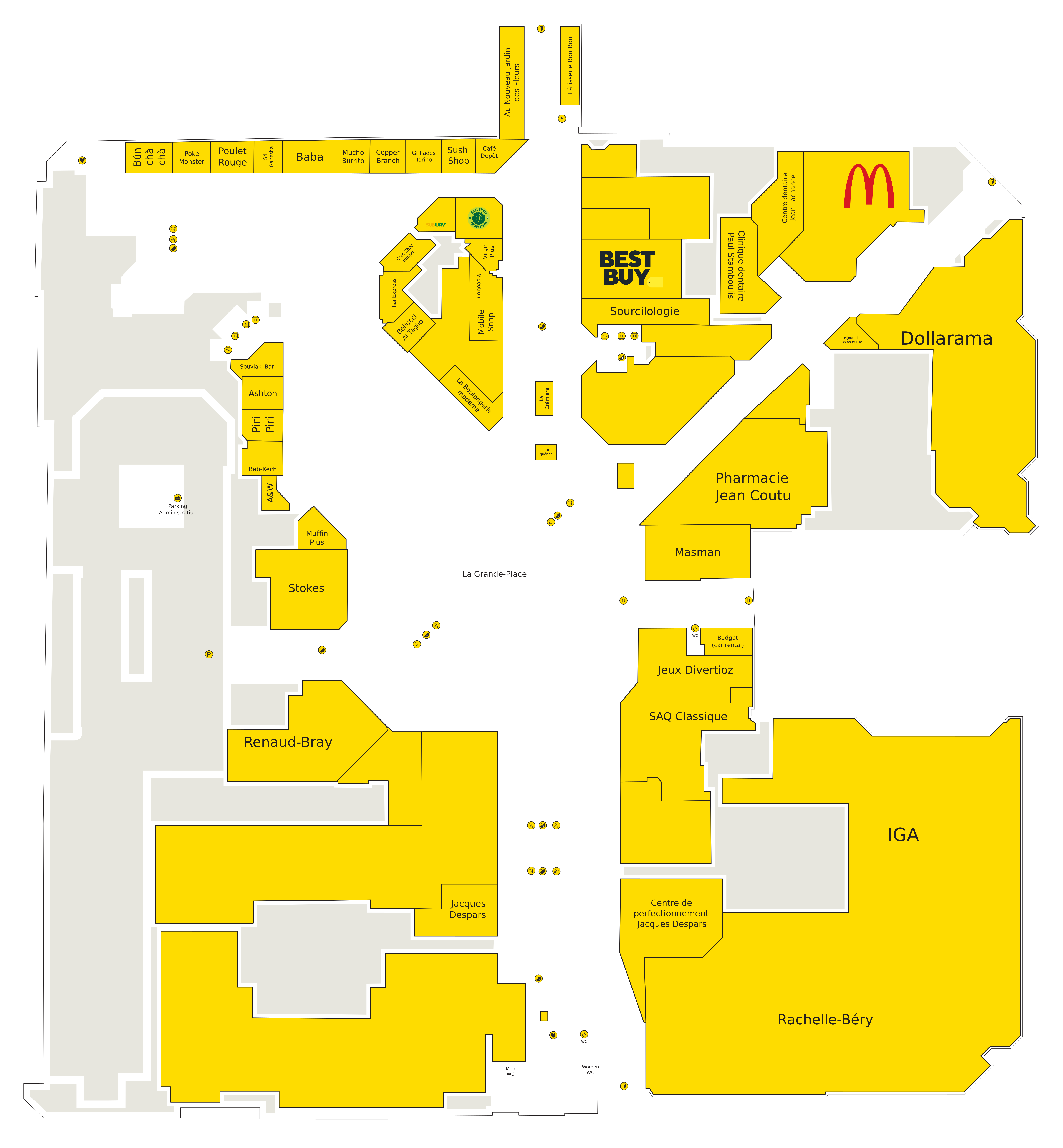Floor plan for the Complexe Desjardins directory map