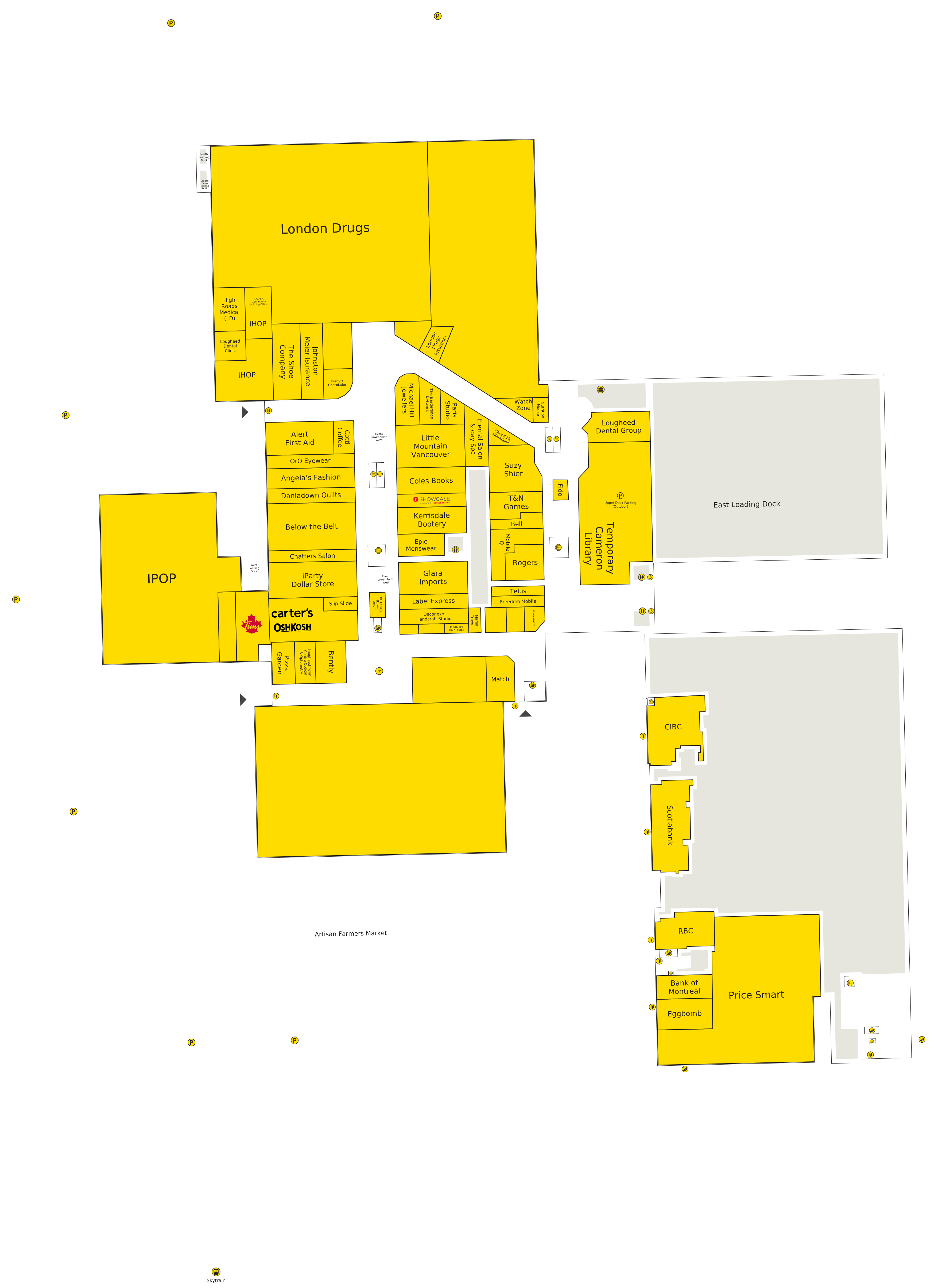 Floor plan for the Lougheed Town Centre directory map